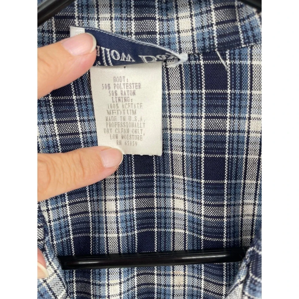 Willow Bay Plaid Blazer Mens Medium Blue Excellent Checkered Single Button Coat